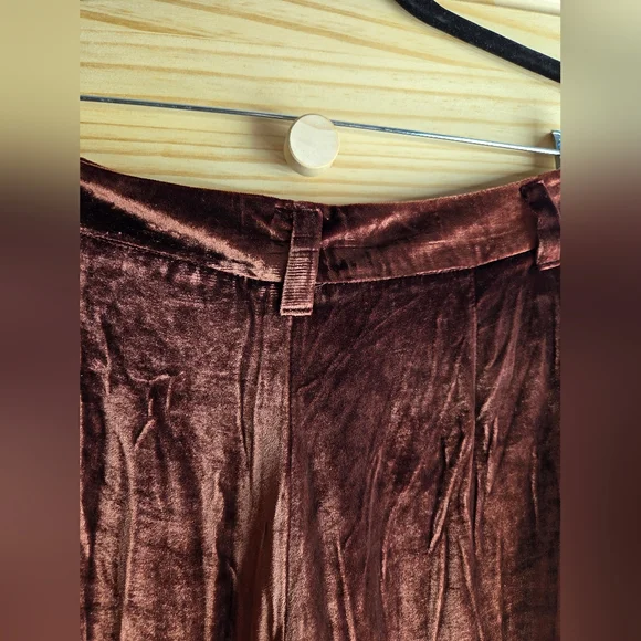 Reformation Wes Velvet Wide Leg Pants In Chestnut - Picture 10 of 16